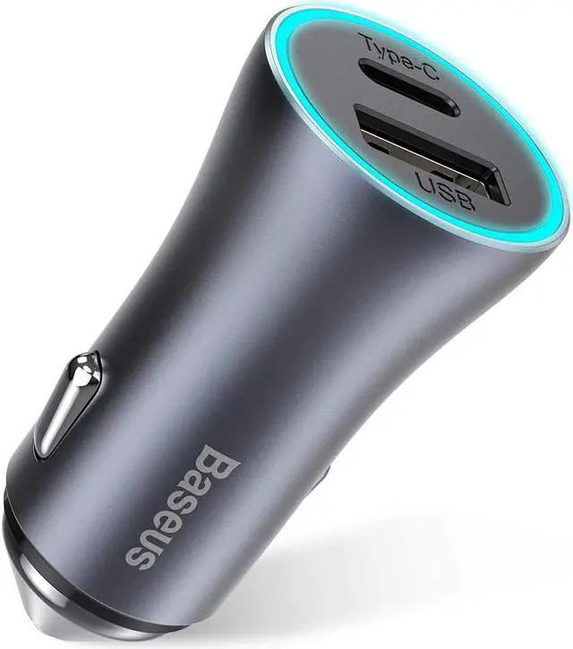 Main image of USB C Car Charger, Baseus 40W Metal Fast Car Charger, PD3.0 QC3.0 Dual Port Car Adapter with LED Display Quick Charge for iPhone 12 Mini/12 Pro/Pro Max, Galaxy S20, iPad Pro, Pixel, Android and More