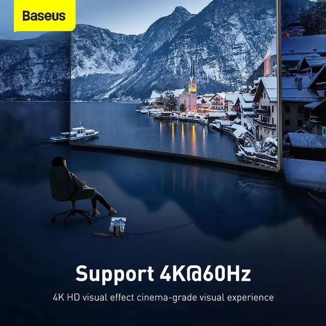 Alt view image 4 of 7 - Baseus Working Station Four-Screen Multifunctional USB Type C HUB Multi-function Adaptor USB C Hub Docking Station for Macbook Pro USB 3.0 HUB Splitter Computer Accessories