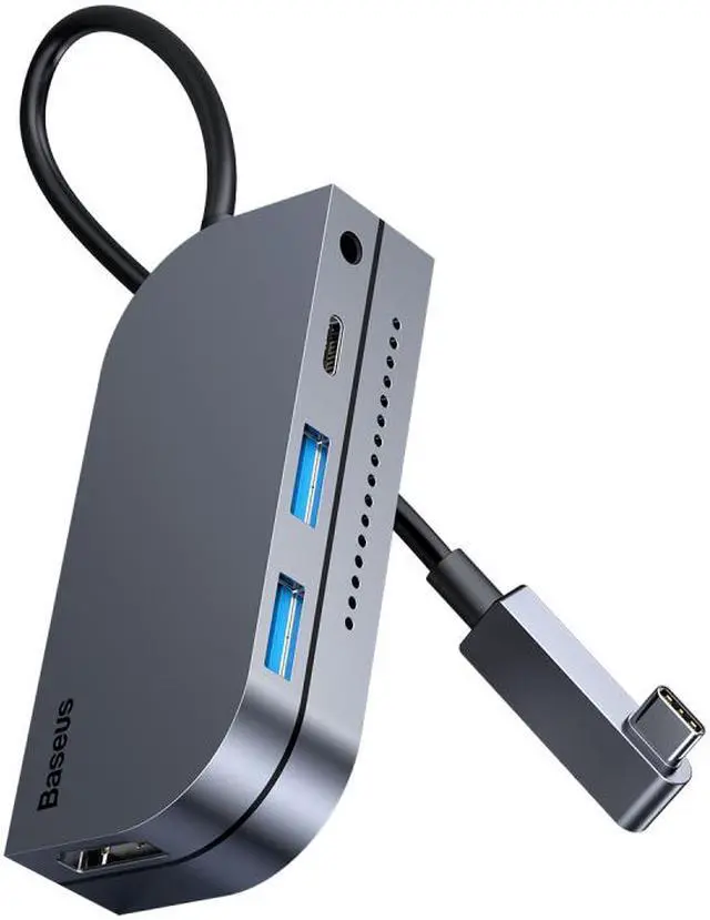 Main image of iPad Pro USB C Hub,Baseus 6-in-1 Adapter for iPad Pro 2020 2019 2018, Upgrade Type C Dongle to 4K HDMI 2.0,USB 3.0,SD/Micro SD Card Reader,3.5mm Earphone Jack,Type C PD Charger&Independent Switch