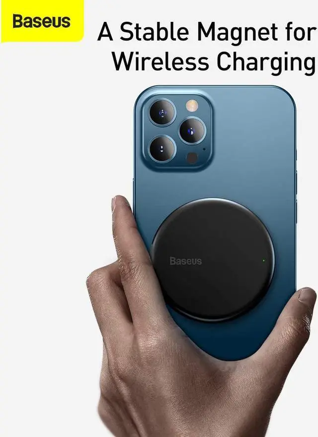 Alt view image 5 of 7 - Wireless Charger, Baseus 15W Max Mini Magnetic Wireless Charging Pad with 4.92ft Type-C Cable,PD Fast Charging for iPhone 12/12 mini/12 Pro/12 Pro Max (No AC Adapter)
