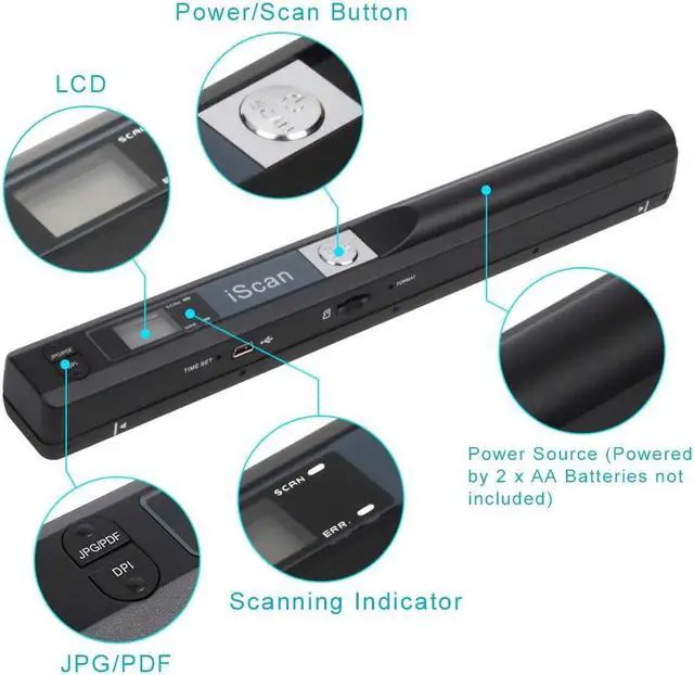 Alt view image 5 of 7 - Portable Scanner iSCAN 900 DPI A4 Document Scanner Handheld for Business, Photo, Picture, Receipts, Books, JPG/PDF Format Selection, Micro SD Card Hand Scanner-B