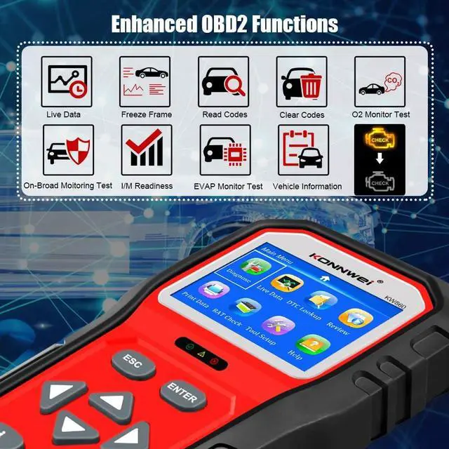 Alt view image 4 of 7 - KONNWEI KW860 OBD2 Scanner Car Code Reader Diagnostic Scan Tool with Enhanced Live Data Stream and Upgraded Graphing Battery Status Check Function