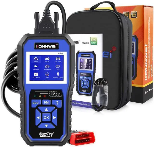 Alt view image 3 of 7 - KONNWEI KW450 All System OBD2 Scanner with 9 Special Functions for VAG Vehicles Diagnosis Code Reader Oil SAS EPB TPS Reset Injector Coding DPF Lamp Adjust Suspension Scan Tool