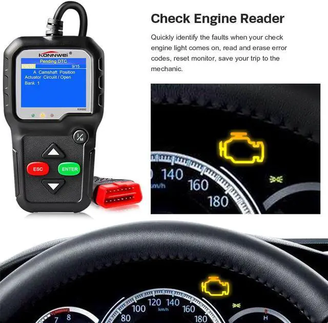 Alt view image 5 of 7 - KONNWEI OBD2 Scanner Car Code Reader KW680 Enhanced Check Engine Light Scan Tool OBD II Scanner for Cars After 1996