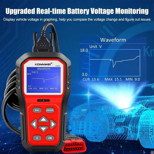 Alt view image 6 of 7 - KONNWEI KW860 OBD2 Scanner Car Code Reader Diagnostic Scan Tool with Enhanced Live Data Stream and Upgraded Graphing Battery Status Check Function