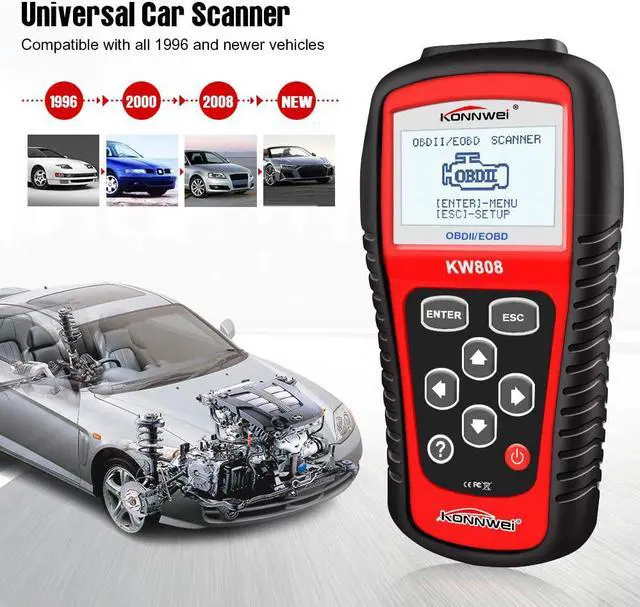 Alt view image 6 of 7 - KONNWEI KW808 Auto OBDII Code Reader 2.8"Large Screen OBD2 Scanner with Full Diagnostic Scan Tool Functions Check Car Engine Light Fault Code Analyzer for All 1996 and Newer Cars with OBD II Protocol