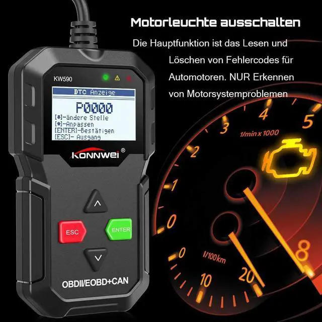 Alt view image 2 of 7 - KONNWEI OBD II Code Reader KW590 OBD2 Diagnostic Scanner (black)