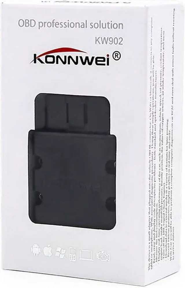 Alt view image 4 of 7 - KONNWEI New KW902 Mini ELM327 Bluetooth Wireless OBD-II OBD2 Car Auto Diagnostic Scan Tools Compatible with Android & Windows PC (Black)