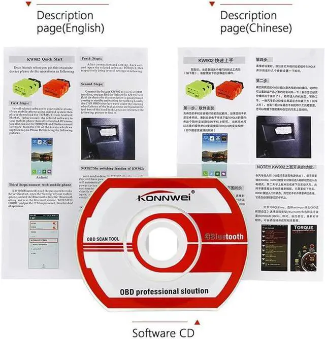 Alt view image 2 of 6 - KONNWEI KW902 ELM337 OBD2 OBDII WiFi Connecting Car Diagnostic Reader Tool Fit for iOS Android Smart Phones Tablets (Black)