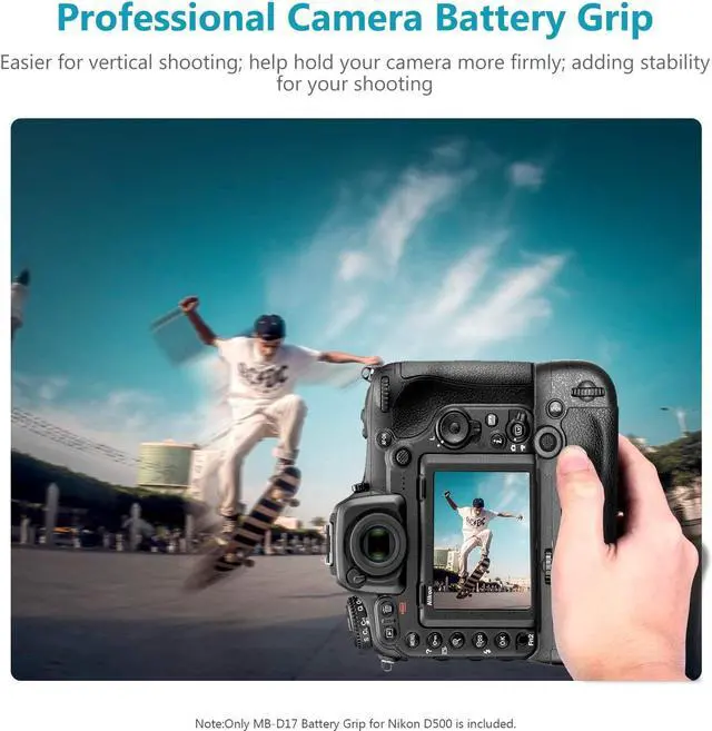 Alt view image 2 of 7 - Battery Grip Replacement For MB-D17 Compatible with Nikon D500 Camera