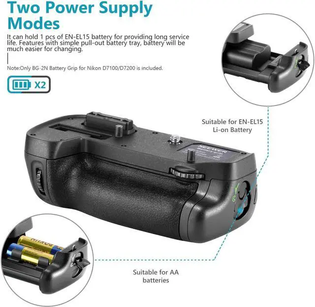 Alt view image 7 of 7 - Vertical Battery Grip Replacement for MB-D15 and Nikon D7100 D7200 Digital SLR Camera