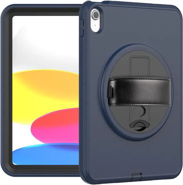 Alt view image 5 of 7 - Cool Protection Hand Strap Series Case Cover for Apple iPad 10.2(9th Generation 2021) [Shockproof Bumper] Heavy Duty Rugged Protection Antislip Integrated Kickstand