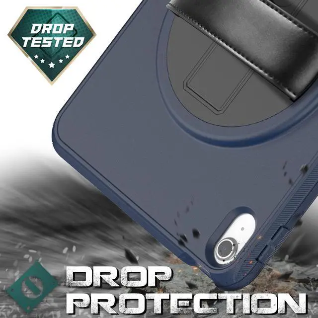 Alt view image 3 of 7 - Cool Protection Hand Strap Series Case Cover for Apple iPad 10.2(9th Generation 2021) [Shockproof Bumper] Heavy Duty Rugged Protection Antislip Integrated Kickstand