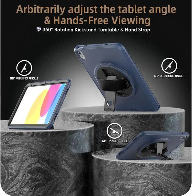 Alt view image 2 of 7 - Cool Protection Hand Strap Series Case Cover for Apple iPad 10.2(9th Generation 2021) [Shockproof Bumper] Heavy Duty Rugged Protection Antislip Integrated Kickstand