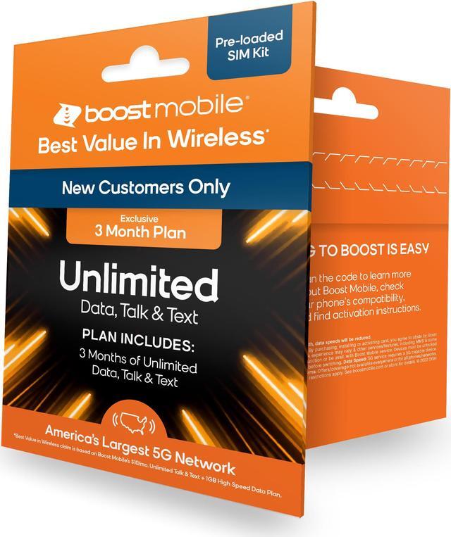 Alt view image 2 of 11 - Boost Mobile 3 Month Plan Unlimited Data, Talk & Text SIM Card Kit