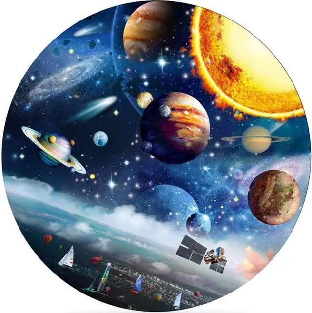 Main image of Round Jigsaw Puzzle Planets and Space Educational Game 27 Inch 1000 Pieces