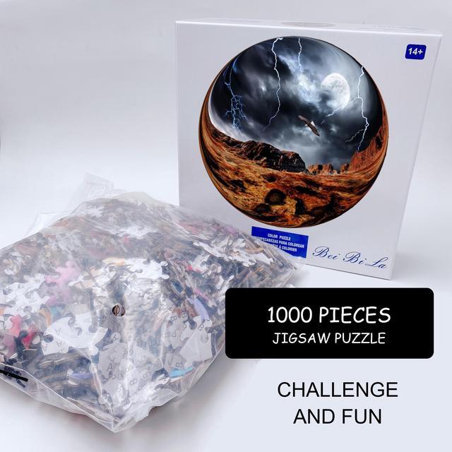 Alt view image 7 of 7 - Round Jigsaw Puzzle Eagle in the Sky Educational Game 27 Inch 1000 Pieces