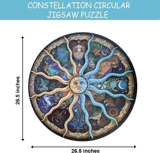 Alt view image 4 of 7 - Round Jigsaw Puzzle Constellation Educational Game 26 Inch 1000 Pieces