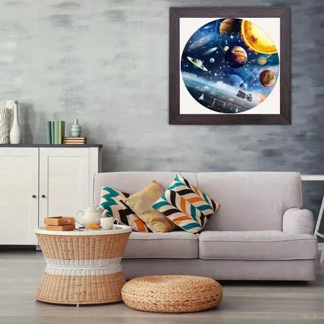 Alt view image 5 of 7 - Round Jigsaw Puzzle Planets and Space Educational Game 27 Inch 1000 Pieces