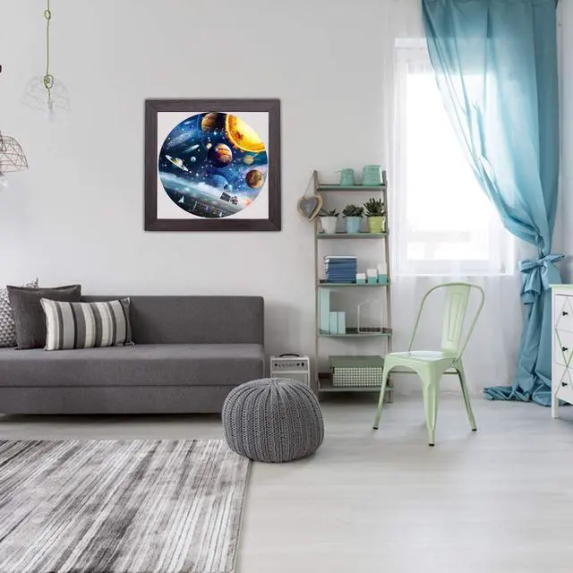 Alt view image 3 of 7 - Round Jigsaw Puzzle Planets and Space Educational Game 27 Inch 1000 Pieces