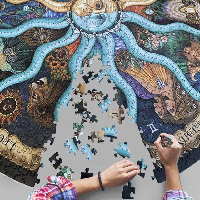 Alt view image 5 of 7 - Round Jigsaw Puzzle Constellation Educational Game 26 Inch 1000 Pieces