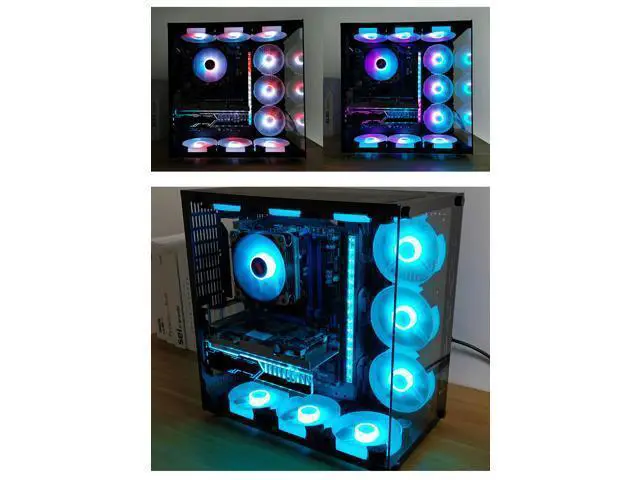 Alt view image 5 of 7 - 6PCS Computer Case Fan RGB Fans adjustable Colorful Lamp Light for Intel AMD radiator Mute PC 120mm Case Fan Adjust Cooler Fan (6pcs Case Fans with Controller)