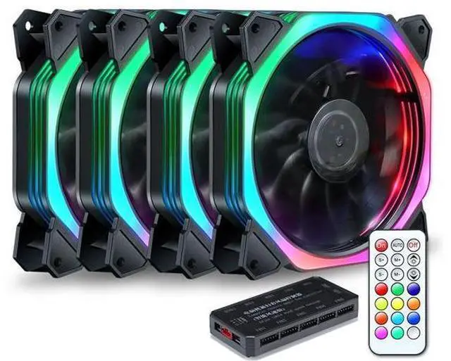 Main image of 4fans+remote controller pwm cpu rgb fan 120mm Fan Computer PC Case Fan RGB Adjust LED Fan Speed 120mm Quiet Remote Computer Cooler Cooling RGB Case Fans