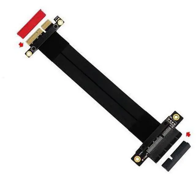 Alt view image 3 of 6 - PCI Express Extension Cable Riser PCIE 4X Male to 4X Female Slot Riser Card Adapter PCIE Extender Flexible Cable 24cm for Mining