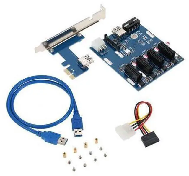 Main image of 1X Expansion Kit 1 to 4 Slots Switch Multiplier Hub Riser Card Adapter with USB 3.0 Cable PCIE Mining Modules