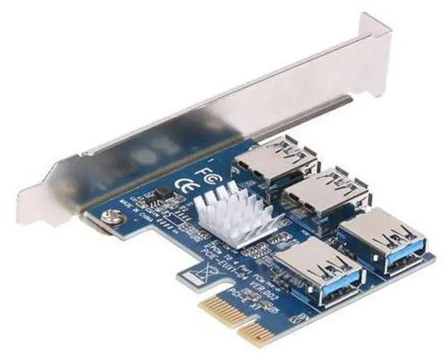 Main image of PCIe 1 to 4 PCI-Express 16X Slots Riser Card PCI-E 1X to External 4 PCI-e USB 3.0 Adapter Multiplier Card for Bitcoin Miner