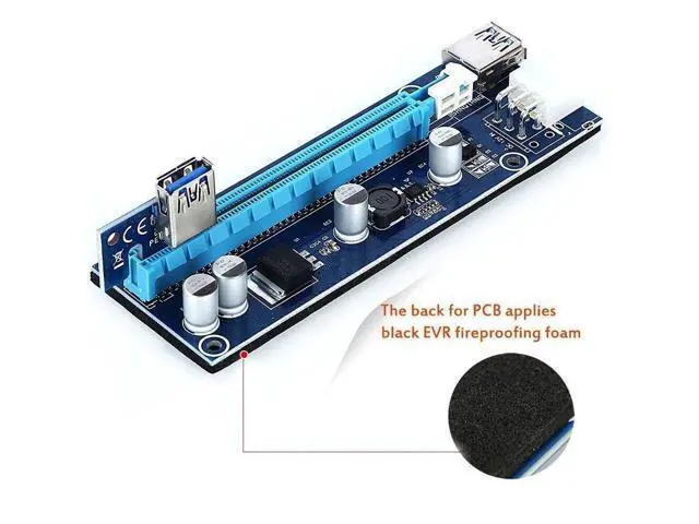 Alt view image 3 of 7 - CORN Mining Riser Card PCIE Mining Rig USB 3.0 GPU Riser Adapter Monero ETH BTC Miner with USB 3.0 Data Cable 60CM 15Pin SATA to 6Pin Power Cable Adhesive Pad VER006C Riser Cables 6 Pack