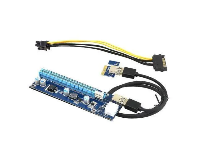 Alt view image 4 of 7 - CORN Mining Riser Card PCIE Mining Rig USB 3.0 GPU Riser Adapter Monero ETH BTC Miner with USB 3.0 Data Cable 60CM 15Pin SATA to 6Pin Power Cable Adhesive Pad VER006C Riser Cables 6 Pack