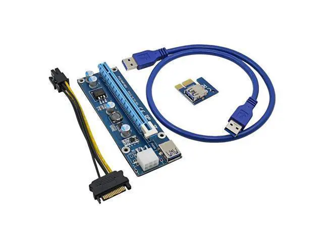 Alt view image 7 of 7 - CORN Mining Riser Card PCIE Mining Rig USB 3.0 GPU Riser Adapter Monero ETH BTC Miner with USB 3.0 Data Cable 60CM 15Pin SATA to 6Pin Power Cable Adhesive Pad VER006C Riser Cables 6 Pack