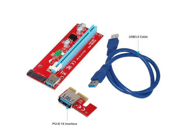 Alt view image 3 of 5 - 0.6M PCI-E 1X to 16X Riser Card Extender PCI Express Adapter USB 3.0 Cable 15Pin SATA for Bitcoin Mining Machine bitcoin pc