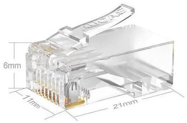 Alt view image 3 of 7 - CAT6 RJ45 Connectors Ethernet End GoldPlated 8P8C UTP Network Plug for Solid Wire amp Standard Cable Transparent Crimp Connector Cat6a Cable Insert 50Pack