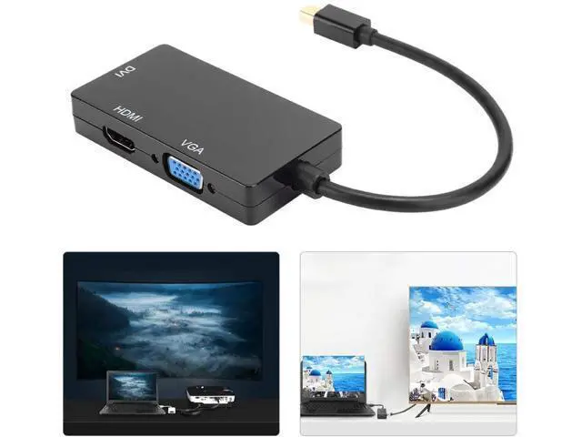 Alt view image 4 of 5 - Tosuny Docking Station Mini Display Port to VGA+HDMI+DVI Adapter 50/60Hz 700mW, Supports Mini Display Port 1.1a Dual Mode Input(Black)