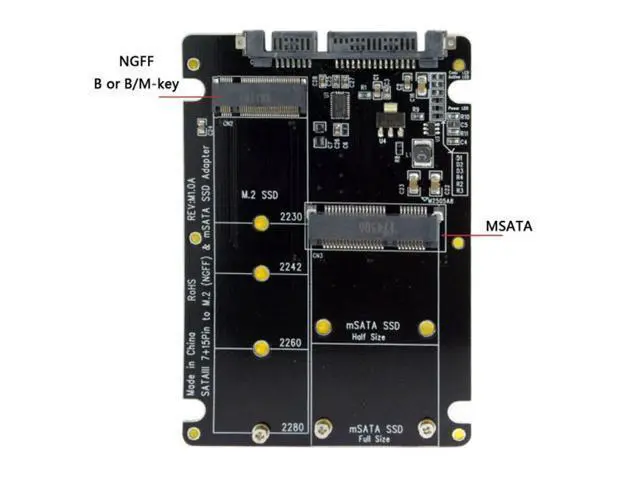 Alt view image 2 of 7 - 2 in 1 Combo M.2 NGFF B-key & mSATA SSD to SATA 3.0 Adapter Converter Case Enclosure SA-215