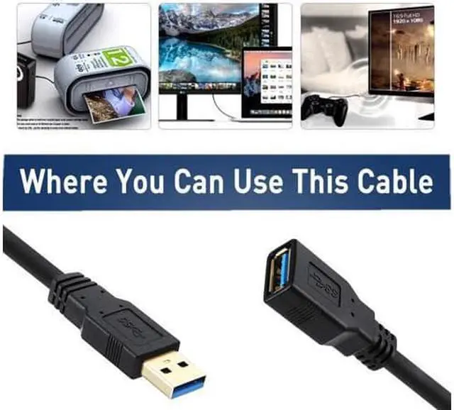 Alt view image 5 of 6 - USB 3.0 Extension Cable 20 FT USB Extender Cable 20 FT Type A Male to A Female SuperSpeed Extension Cord (20FT, Black)