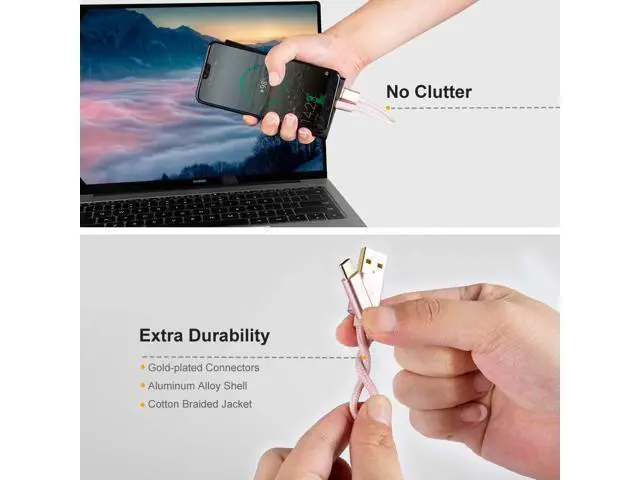 Alt view image 2 of 7 - USB C to USB Cable Short 6 inch CableCreation Durable USB C to USB A Short USB C Cable Fast Charging 3A 480Mbps Data USB A to USB C for Power Bank Stylus Pen S21 S20 Pixel GoPro Hero 0.15m Rose Gold