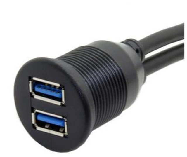 Alt view image 5 of 7 - 1m Waterproof Dual USB 3.0 Extension AUX Flush Mount Car Mount Extension Cable for Dashboard Panel U3-383-2P-1.0M