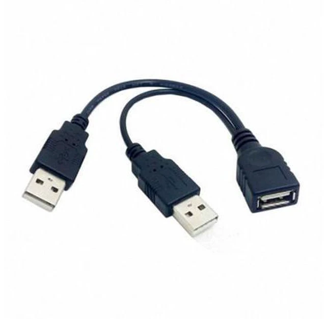 Alt view image 3 of 6 - Black USB 2.0 Female A to Dual A Male Extra Power Data Y Extension Cable for 2.5" Mobile Hard Disk U2-231-BK