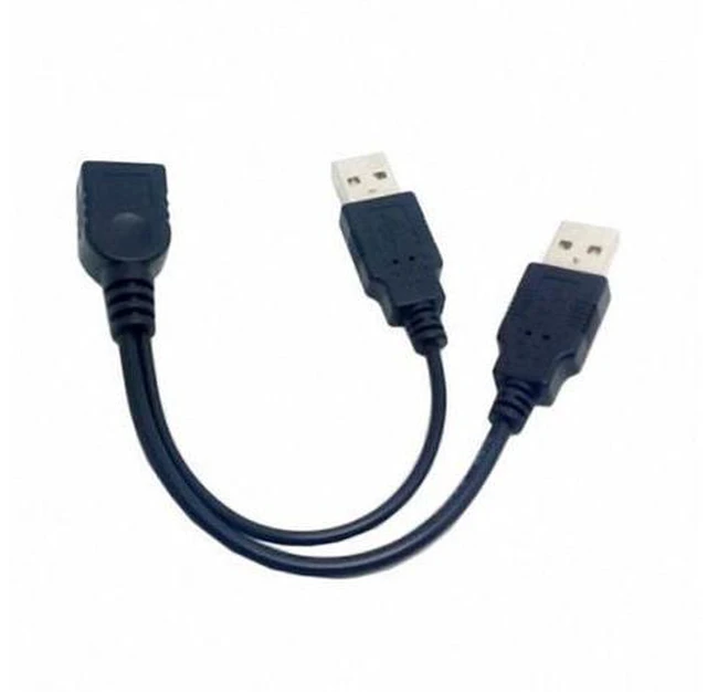 Alt view image 5 of 6 - Black USB 2.0 Female A to Dual A Male Extra Power Data Y Extension Cable for 2.5" Mobile Hard Disk U2-231-BK