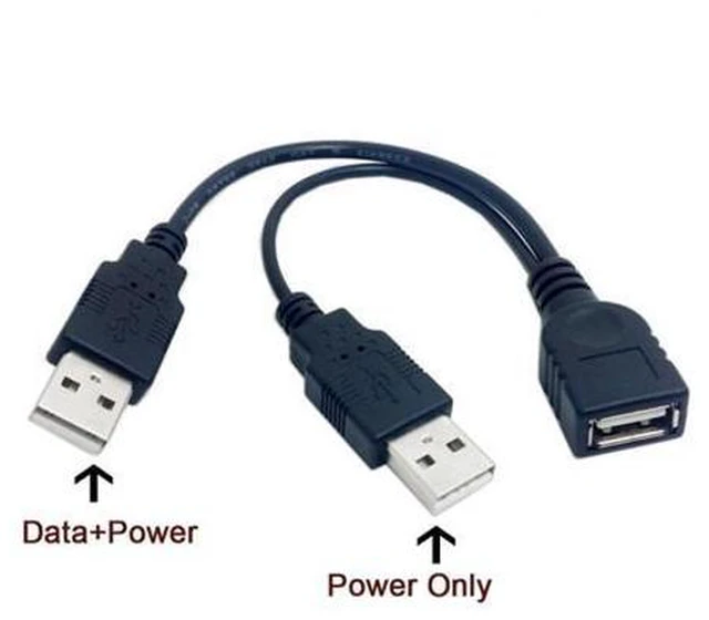 Main image of Black USB 2.0 Female A to Dual A Male Extra Power Data Y Extension Cable for 2.5" Mobile Hard Disk U2-231-BK
