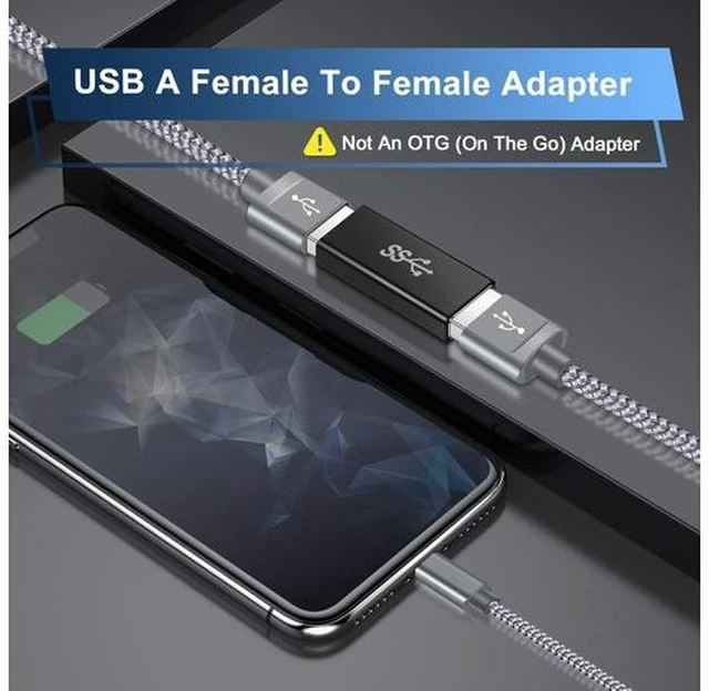 Alt view image 2 of 7 - USB Female to Female Adapter (3-Pack) USB 3.0 Female to Type A Female 3.0 Cable Coupler for Connecting Two USB Male Ends Cord Extension Connector (Black (Upgraded))