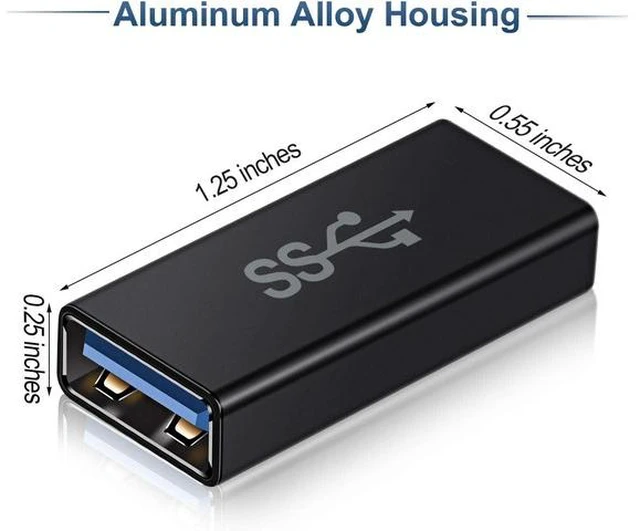 Alt view image 3 of 7 - USB Female to Female Adapter (3-Pack) USB 3.0 Female to Type A Female 3.0 Cable Coupler for Connecting Two USB Male Ends Cord Extension Connector (Black (Upgraded))