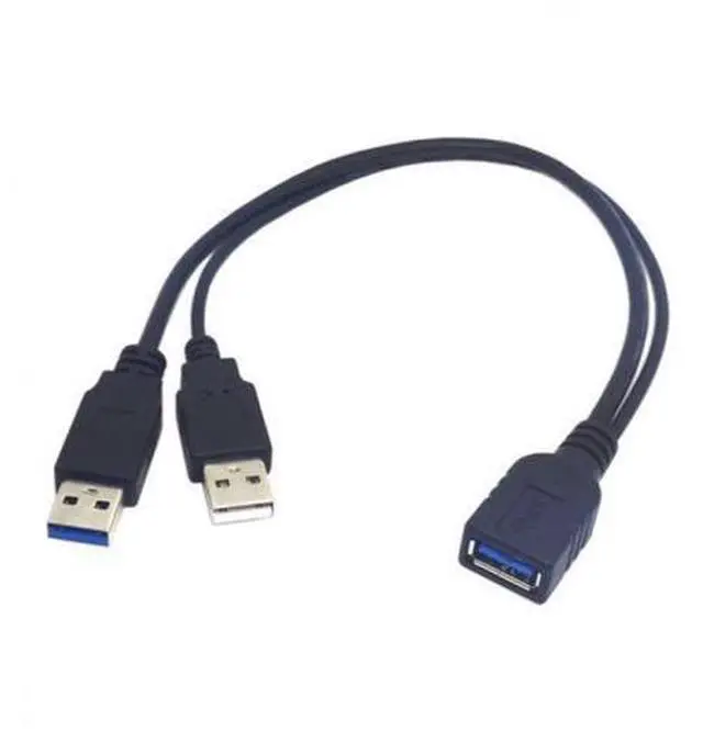 Alt view image 4 of 6 - Black USB 3.0 Female to Dual USB Male Extra Power Data Y Extension Cable for 2.5" Mobile Hard Disk U3-255