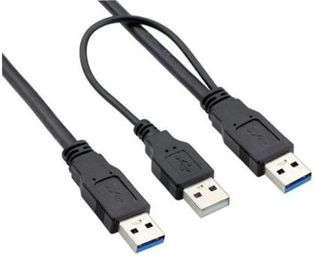 Alt view image 2 of 4 - super speed USB 3.0 power Y cable two A Male to USB Male for external Hard Disk U3-072