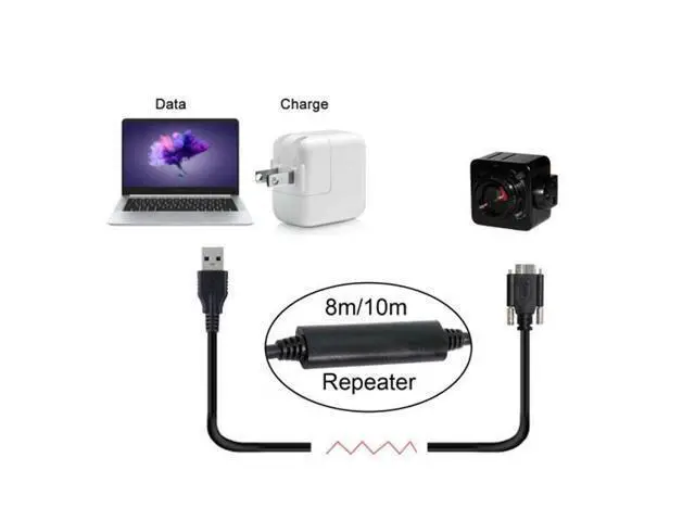 Alt view image 5 of 6 - Shenzhong 8m USB 3.0 A Type Repeater Cable Male to Micro USB 3.0 B Male with Mount Panel Screws for Camera