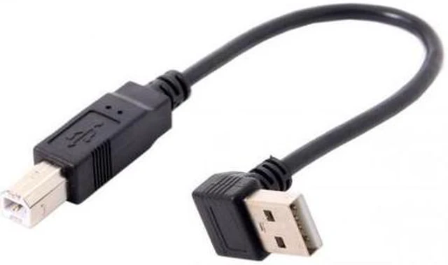 Main image of HKCY U2-117 Down Angled 90 Degree USB 2.0 Male to B Type Male Cable for Printer Scanner Hard Disk 20cm