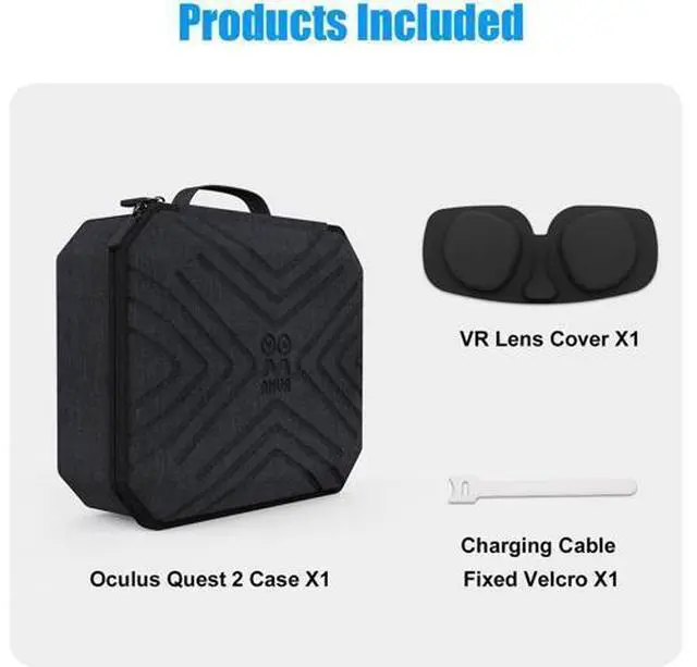Alt view image 2 of 7 - Portable Fashion Travel Case for Oculus Quest 2, Storing VR Gaming Headset and Touch Controllers Accessories Carrying Bag (Black_